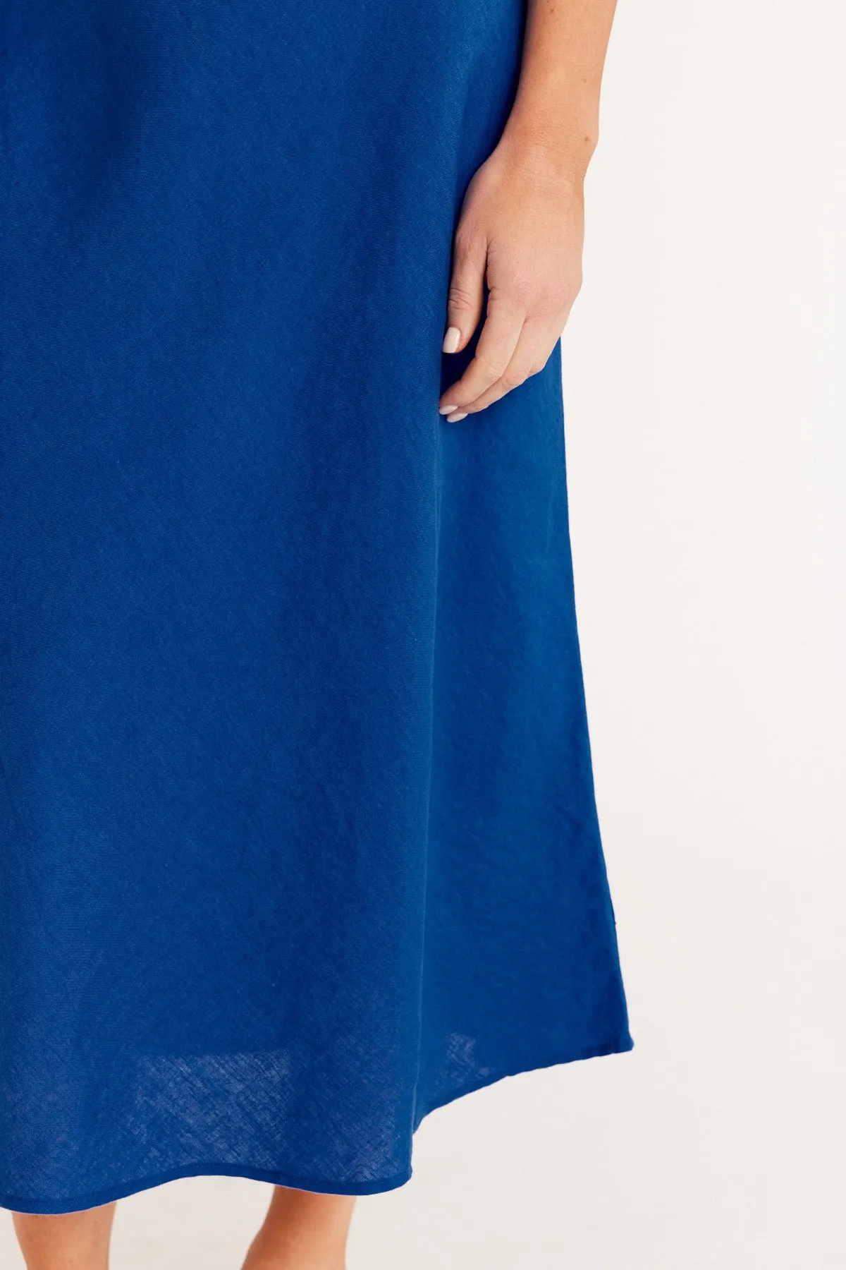 Pure Linen Bias Skirt - Cobalt Blue