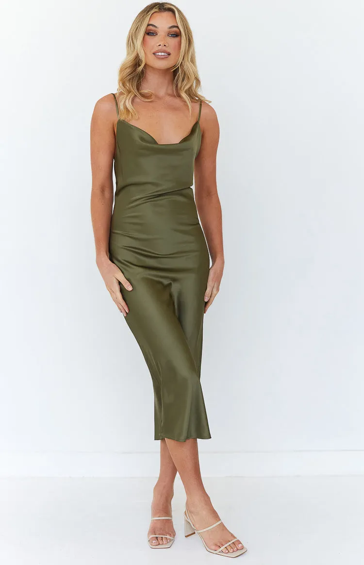 Schiffer Slip Midi Dress Khaki