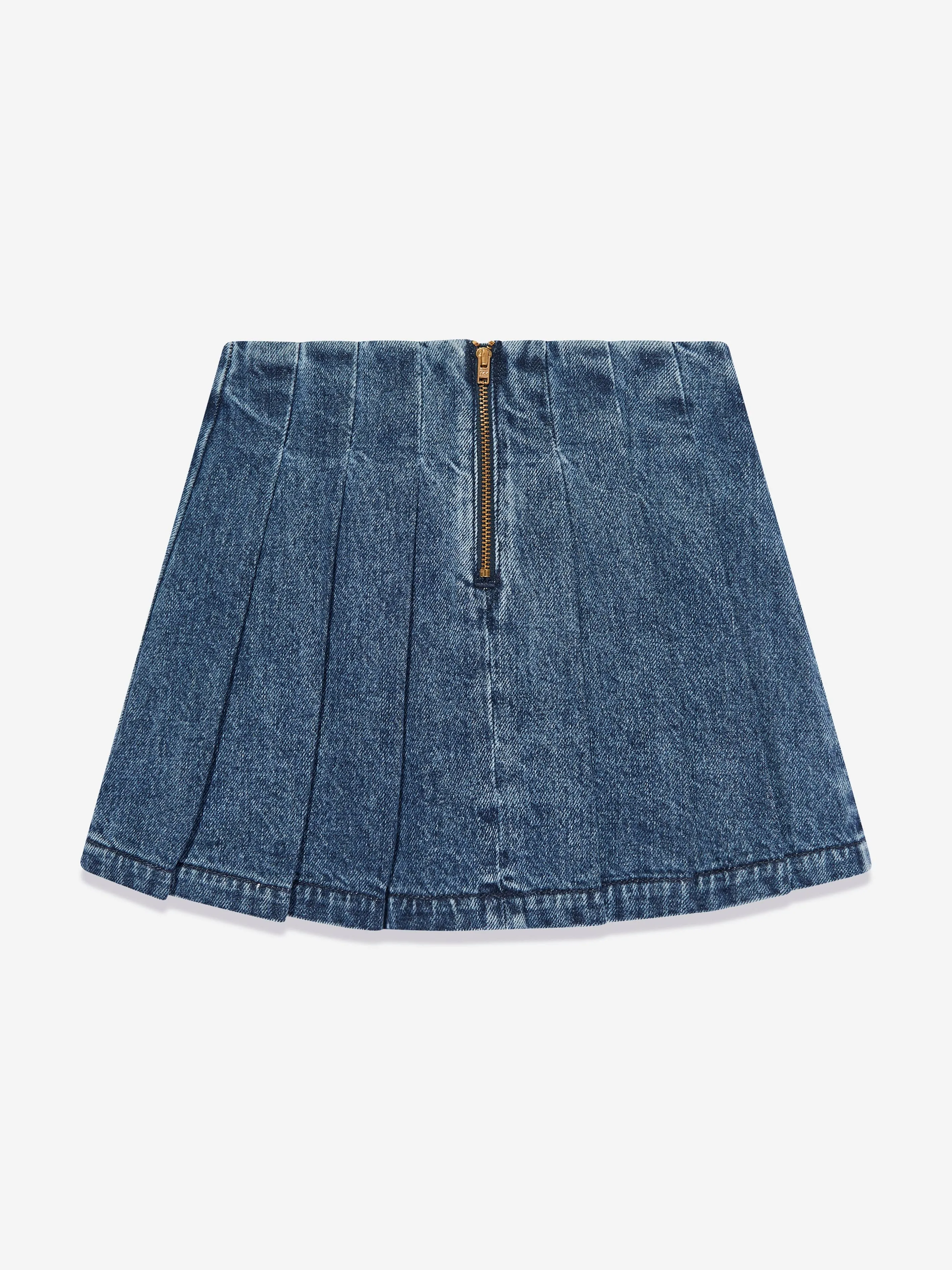 Self Portrait Girls Denim Mini Skirt in Blue