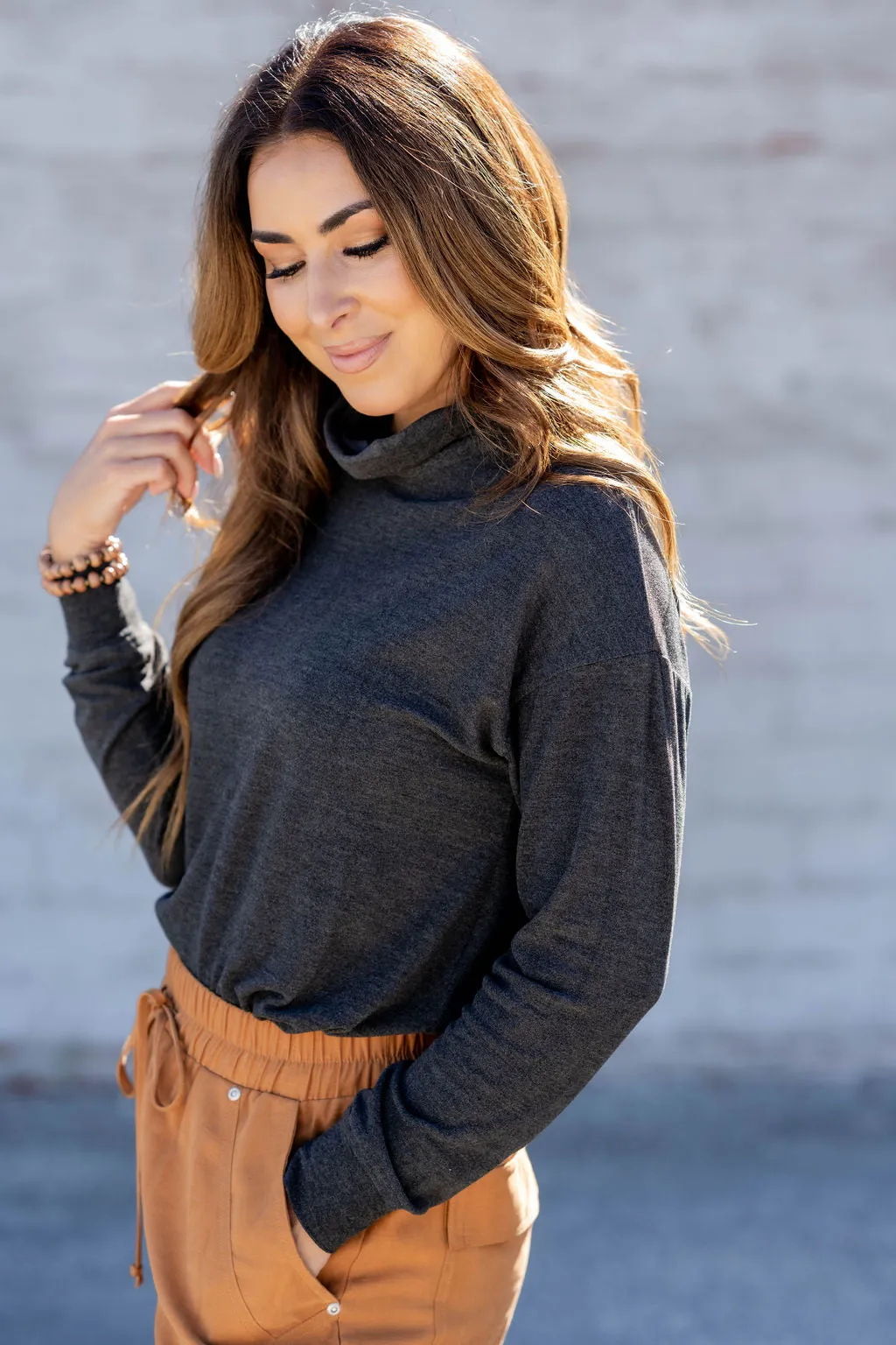 Simple So Soft Cowl Neck Sweater Tee