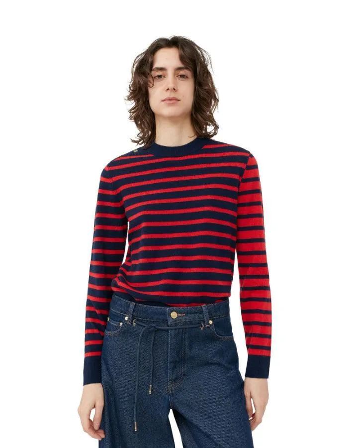 Striped Cashmere O-Neck Pullover