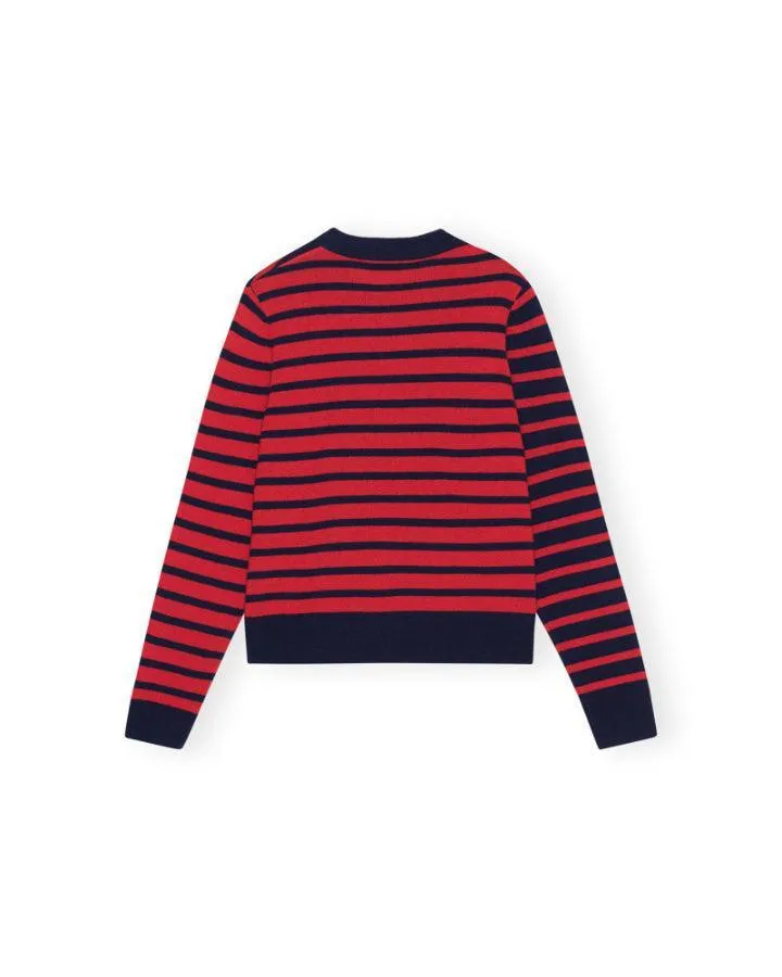 Striped Cashmere O-Neck Pullover