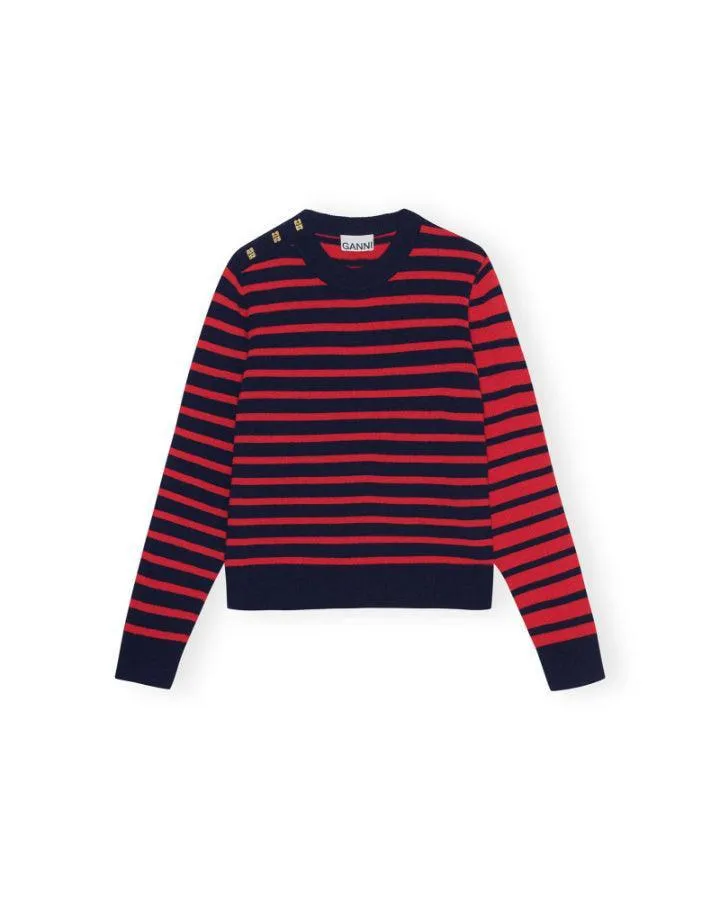 Striped Cashmere O-Neck Pullover