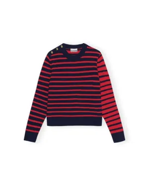 Striped Cashmere O-Neck Pullover