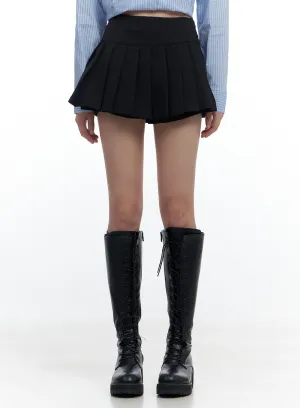 Stylish Pleated Slit Mini Skirt CS420