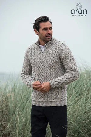 Super Soft Aran Troyer Half Zip Sweater - Toasted Oat