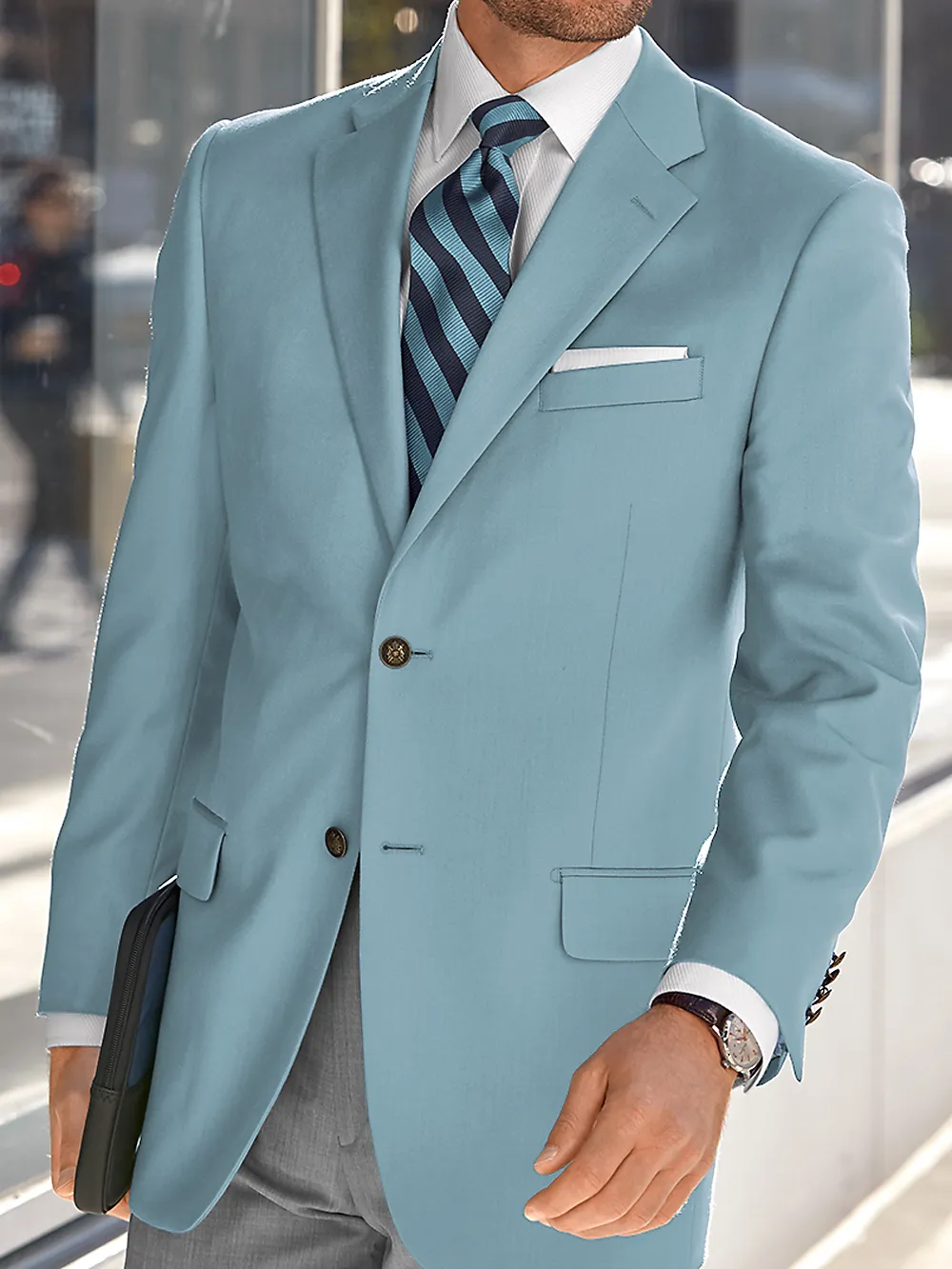 Tailored Fit Wool Travel Blazer - Sky Blue