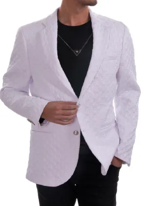 White Houndstooth Emboss Blazer