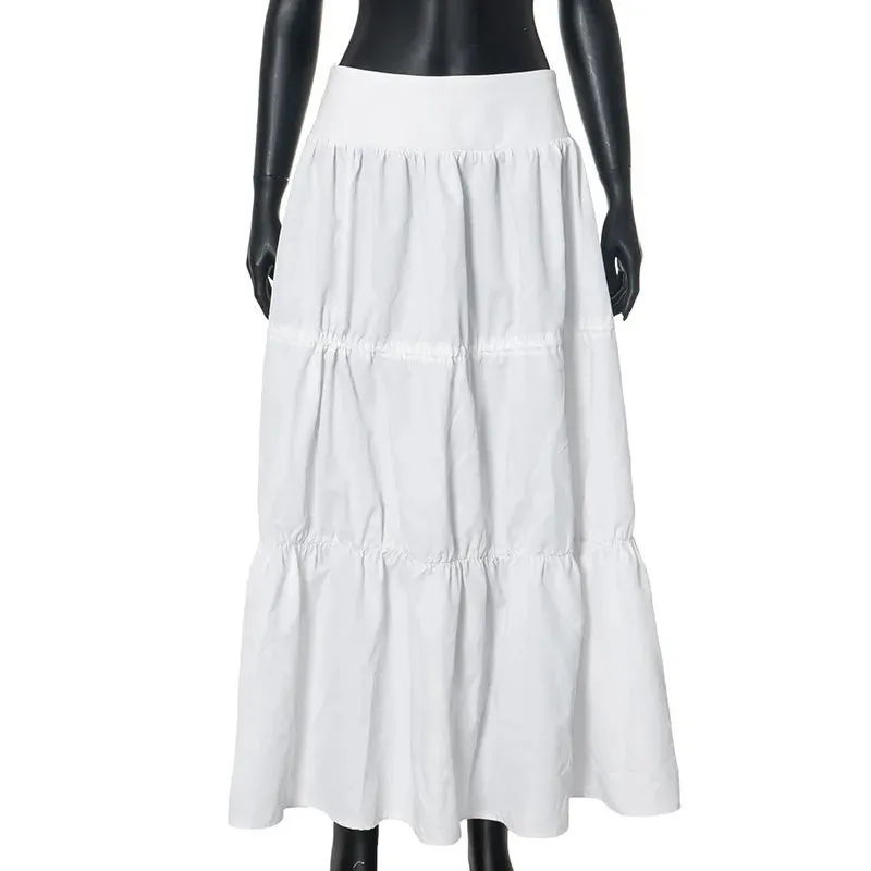 White Ruched Stylish Ankle Length Skirt