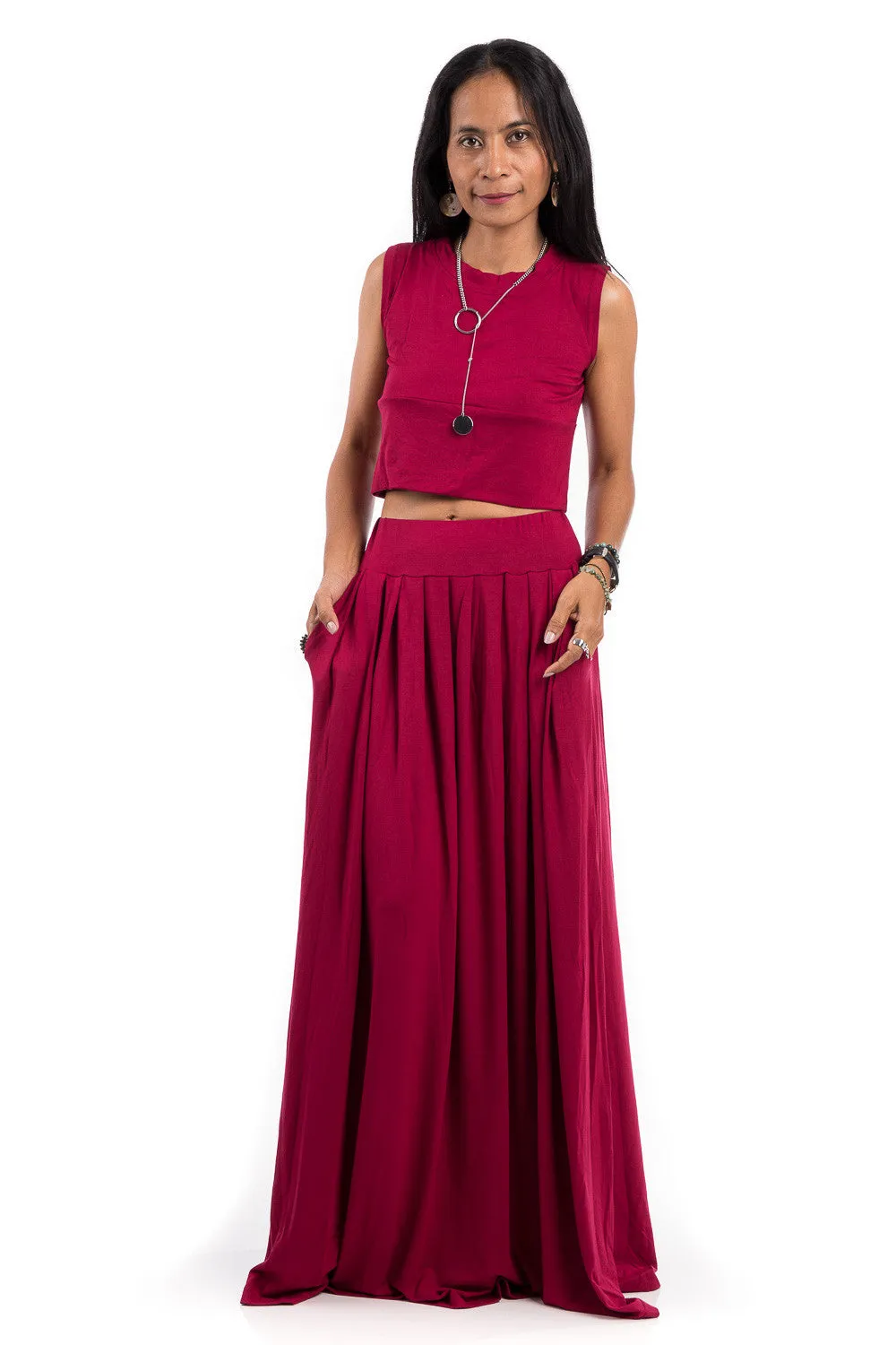 Wine Red Skirt -  Long Red Skirt - Maxi skirt : Urban Chic Collection No.2